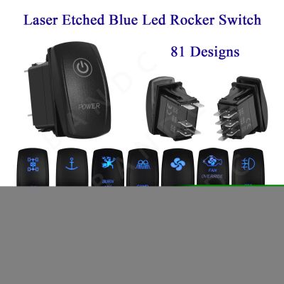 1 Pc Blue Led Marine Rocker Switch 12V Led Light Bar Spot Light Toggle Switch for Car Boat RV Trailer ATV SXS Waterproof IP67