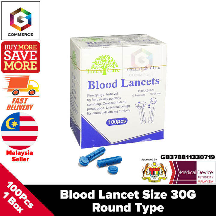 Blood Lancet Needle Jarum 100'S x 1Box ( lancet suitable for one touch ...