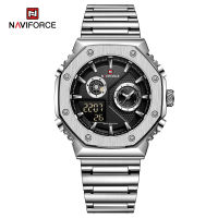 NAVIFORCE Men Watch Casual Waterproof Watches Polygon Stainless Steel Digital Wristwatch Multifunction Calendar Luminous