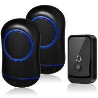 ✾ Wireless Doorbell with Chimes and Music Easy Install Adjustable Volume Modern Doorbell Transmitter with Two Receivers for Home