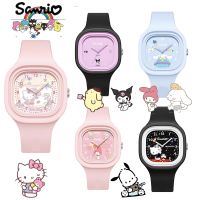 Sanrio นาฬิกาข้อมือนาฬิกาเฮลโหลคิตตี้ Kuromi Cinnamoroll สายคล้องคอซิลิโคนการ์ตูนลำลองเมโลดี้ของขวัญวันเกิดสำหรับเด็ก