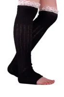 Womens Winter Crochet Leg Warmers Knit Black