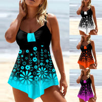 Two Pieces Swimsuit Women Beach Dress 2023 Printed Tankini Set Swimwear Female Sports Bathing Swimming Swim Suit Beachwear