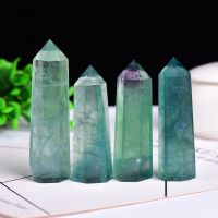 100 Natural Green Fluorite Hexagonal Column real Healing Crystal Point Energy Ore Room Decoration witchcraft Ornaments Gift