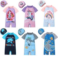 2023 Kids Baby Swimwear Suit Clothes 2Pcs Cap Bodysuit Toddler Swimming Bathing Wetsuit Clothes Swimsuit For Children Boys Girls