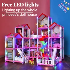 Children's Game House Princess Dream Castle Villa Toy Girl Doll House  Assembly Building House Toy Diy Halloween Christmas Gift Set - Temu  Philippines