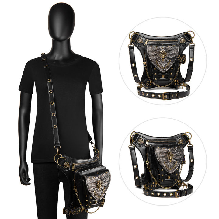 punk-new-womens-bag-skull-chain-motorcycle-bag-womens-shoulder-bag-outdoor-cell-phone-belt-bag-men