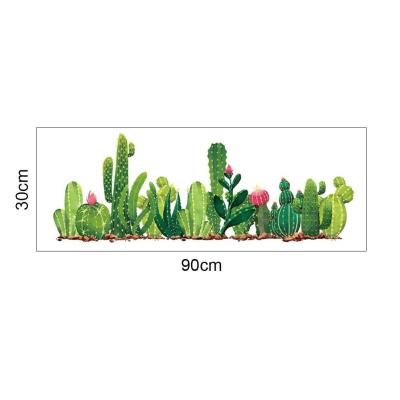30*90cm Wall Stickers Cactus Green Plant Wall Sticker Decoration Home Paper Self-Adhesive D6P3
