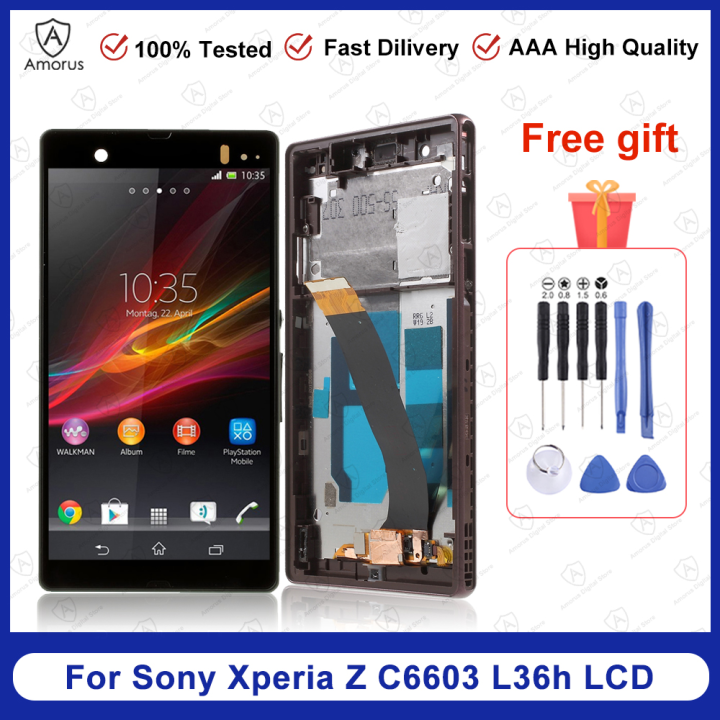 Amorus Bộ Phận Lắp Ráp Số Hóa Và Màn Hình LCD Cho Sony Xperia Z C6603 L36h  Với Vỏ Trước 