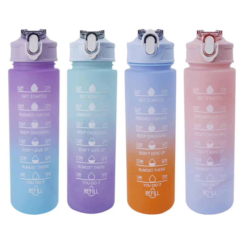 900ml Outdoor Gradient Color Frosted Sports Water Bottle In Light