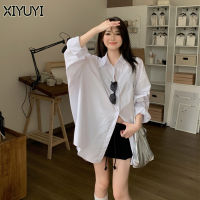 XIYUYI ปกคอปกหลวมแบบเกาหลี,เสื้ออเนกประสงค์เรียบง่าย