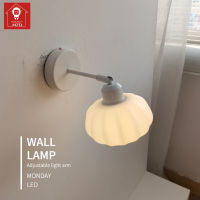 MZD【3สี Bulb 】 E27 LED ครีมซิมเปิลลมโคมไฟติดผนัง Minimal สีขาวฟักทองขนาดเล็ก Wall Light ข้างเตียงนอนเด็ก Home Stay ทางเดินโคมไฟตกแต่งผนังโคมไฟติดผนัง