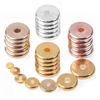 Solid Brass Metal Plated Gold Color Rose Gold Color Flat Round 4mm 6mm 8mm 10mm 12mm 14mm Loose Spacer Beads For Jewelry Making