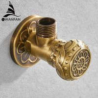 ✒卐☇ Faucet Replacement Parts 1/2 x 1/2 Antique Brass Angle Stop Valve Shut Off Water Triangle Valve for Faucet and Toilet HJ-0318F