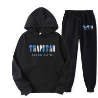 ◊✧ ข้ามพรมแดน TRAPSTAR จดหมายพิมพ์เสื้อกันหนาวผู้ชายเสื้อกันหนาวหมวกหลวมสองชิ้น กางเกงสูท 0