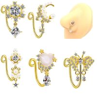 Fake Nose Piercing gold plated dangle nose cuffs fake nose rings for women non piercing luxury nose cuffs body Jewelry