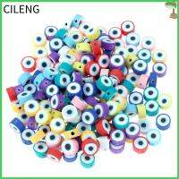 CILENG 100ชิ้น/ถุงที่มีเสน่ห์มีสีสันจี้เครื่องประดับตัวอักษรลูกปัดดินโพลีเมอร์หัวใจสร้อยข้อมือลูกปัดสายคล้องแว่นตาลูกปัด