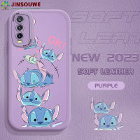 Jinsouwe เคสสำหรับ Vivo Y20เคส2021สำหรับเด็กหญิงเด็กชายผิวสัมผัสลายการ์ตูนน่ารักสติทช์ปกหนัง PU