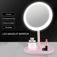 Led Light Makeup Mirror Storage LED Face Mirror Adjustable Touch Dimmer USB Led Vanity Mirror Table Desk Cosmetic Mirror Mirrors