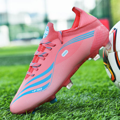 Pink Soccer Shoes Men Ultralight Football Boots Low Cut FGTF Teenagers Soccer Sneakers Professional Training Football Shoes Men