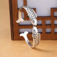 New Exquisite Cute Fish Silver Plated Jewelry Not Allergic celets Pisces Double Fish Ethnic Style Retro Bangles SL006