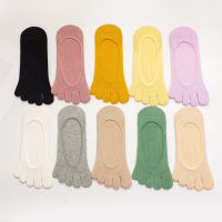 Summer Five-finger Sock Candy Color Invisible Five-toe Womens Low Tube Anti-slip Cotton Toe Socks Set Socks Tights