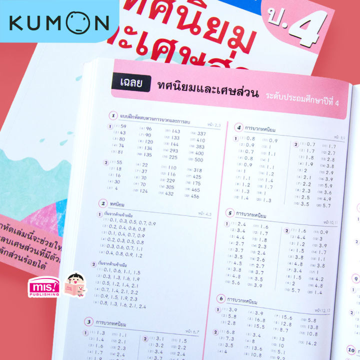 หนังสือแบบฝึกหัดคณิตศาสตร์-kumon-ทศนิยมและเศษส่วน-ระดับประถมศึกษาปีที่-4