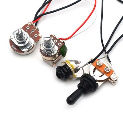 Guitar Switch Wiring Harness Prewired V/T Knob B500K Big Pots A500K Push-Pull Pots 3-Way Toggle Switch for Electric Guitar