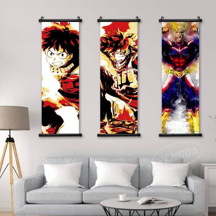 ผ้าใบ-wall-art-my-hero-academia-พิมพ์-all-might-ภาพวาดแขวน-anime-scrolls-โปสเตอร์ตกแต่งบ้าน-midoriya-izuku-modular-picture