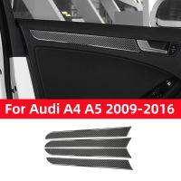 สำหรับออดี้ A4L A4 B8 2009-2016 Q5 2009-2017 A5 2008-2017อุปกรณ์เสริมคาร์บอนไฟเบอร์ภายในรถประตูแผงตกแต่งแถบตัดสติกเกอร์