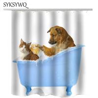 แมวและสุนัขม่านอาบน้ำผ้า Poyester Bath Curtain ม่านอาบน้ำสำหรับสัตว์เลี้ยง Bath Dog Cat Shower Dog Pet ตกแต่งห้องน้ำ 180 * 180 ซม