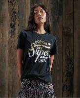 SUPERDRY COPPER LABEL T-SHIRT - เสื้อยืด สำหรับผู้หญิง สี True Black