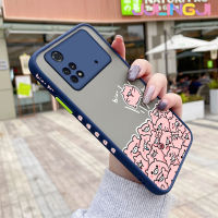 Jlingji เคสสำหรับ Xiaomi Poco X4 Pro 5G Poco M4 Pro Poco C40การ์ตูนหมูน่ารักบางมีน้ำค้างแข็งโปร่งใสแข็งขอบสี่เหลี่ยมแข็งลายปลอกซิลิโคนป้องกันคลุมทั้งหมดกรอบนิ่ม