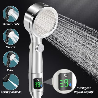 2023 Shower Head Intelligent Temperature Display LED 4 Modes Adjustable High Pressure Water Saving Sprayer Bathroom Accessories Showerheads
