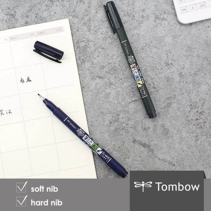 1pc-tombow-fudenosuke-brush-pen-soft-and-hard-tip-art-marker-black-ink-for-calligraphy-art-drawings-sketch-lettering-pens