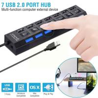 [HOT HAIXWLXKWW 589] ปุ่ม USB 2.0 Hub เปิดและปิดอะแดปเตอร์แยก4/7พอร์ตพร้อมสำหรับอุปกรณ์เสริม