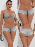 【CC】◆▼┅  4007  New Low Waist Perforated Bar Nightclub Elastic Fashion Denim Shorts Womens Jeans