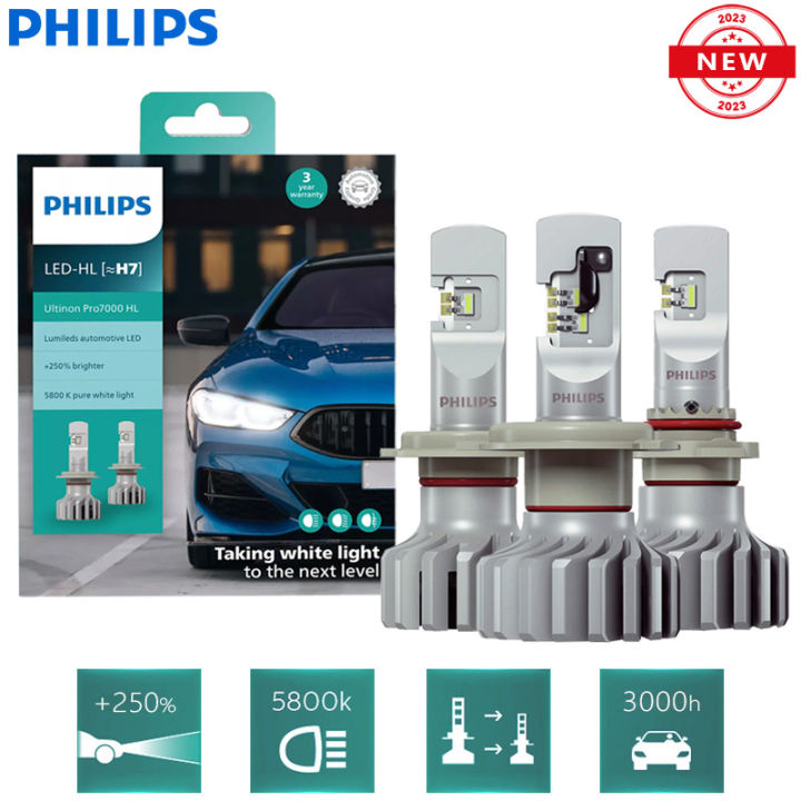 Đèn Led Philips mới Ultinon pro7000 H1 H4 H7 H8 H11 H16 HB3 HB4 hir2 đèn  pha ô tô 9005 9006 9012 đèn LED 5800K trắng 250% sáng