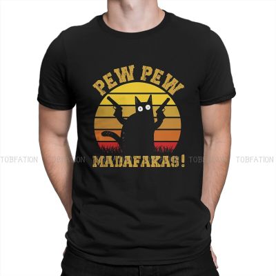 Cool Unique Tshirt Pew Pew Madafakas Cat Animal 100% Cotton Creative Gift Idea T Shirt Stuff Ofertas