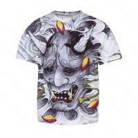 Kids Boys Japanese Ghost Mask Print T-Shirt Harajuku Street Tops Japanese Style Short Sleeves