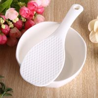 2Pcs Kitchen Non Stick Rice Paddle Hand Roll Spoons White Plastic Meal Spoon C6UE