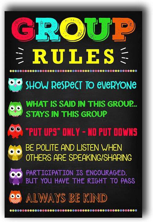 Group Rules Poster Mental Health Posterchool Social Worker Office ...