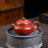 กาน้ำชาดินเผา Yixing กาน้ำชาโรยทองชุดถ้วยชาเซรามิค Da Hong Pao สีแดงเข้ม190cccaohuatang2โบราณโรยทอง