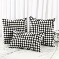 คลาสสิกสีดำและสีขาว Houndstooth ตกแต่ง ModernThrow หมอนครอบคลุม,สีดำและสีขาวกริดปลอกหมอนอิง,ตรวจสอบหมอนเสแสร้ง