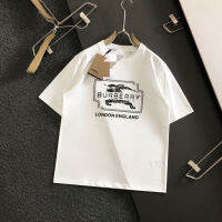 BURBERRY เสื้อแขนสั้นสองสีสำหรับพิมพ์รอบคอรุ่น High-End ของยุโรปและอเมริกา