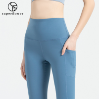 SUPERFLOWER เอวสูงโยคะขี่จักรยานกางเกงกับกระเป๋ากีฬายิม Leggings ผู้หญิงท้องควบคุมจ๊อกกิ้งออกกำลังกายถุงน่อง