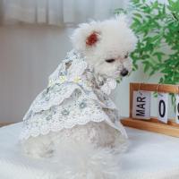 Elegant  Lovely Pet Dog Cat Floral Princess Dress Button Closure Pet Floral Dress See-through   Pet Supplies Dresses