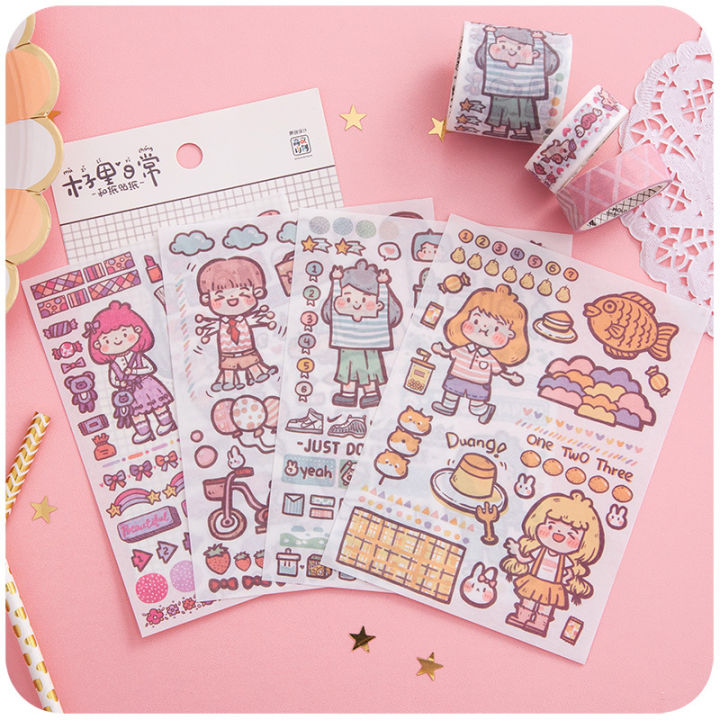 Muzili Daily Cute Girl Cartoon Stickers Series | Lazada