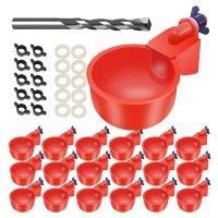 16 Pack Automatic Chicken Waterer Cups Poultry Waterers Poultry Water Feeder Chicken Water Cups with Drill Bit