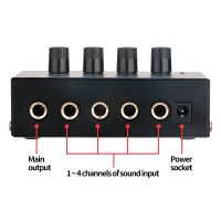 4 Channels Headphone Amplifier HA400 Ultra-Compact Stereo Audio Amplifier with Adapter Earphone Amp, EU Plug